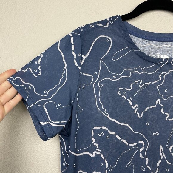 The North Face Women's Medium Sunriser Blue Map Trail Print Short Sleeve T-Shirt - Picture 3 of 13